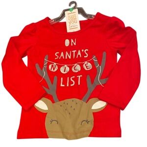 Just One You On Santa's Nice List Girls Christmas Long Sleeve Shirt Size 2T NWT
